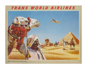 reproduction affiche anciene EGYPTE LES PYRAMIDES TWA
