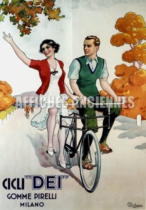 reproduction affiche ancienne velo pneus Pirelli