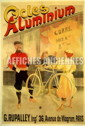 reproduction affiche ancienne vélo bicyclette cycles aluminium