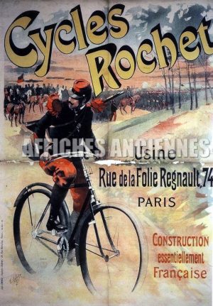 reproduction affiche ancienne vélo, bicyclette rochet, militaire, guerre de 1914