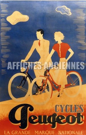 reproduction affiche ancienne peugeot cycles