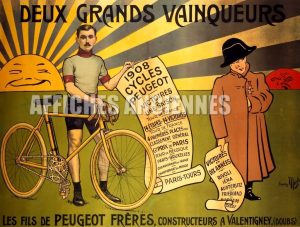 reproduction affiche ancienne bicyclette velo cycles peugeot
