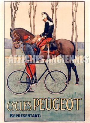 reproduction affiche ancienne bicyclette velo cycles peugeot