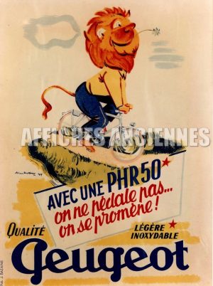 reproduction affiche ancienne velo bicyclette  peugeot on se promene