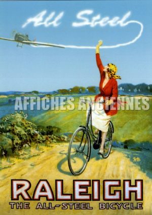 reproduction affiche ancienne velo bicyclette raleich