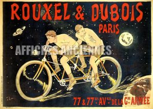 reproduction affiche ancienne vélo bicyclette rouxel et dubois paris
