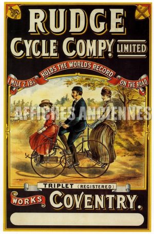 reproduction affiche ancienne vélo bicyclette rudge coventry