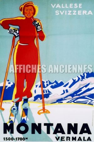 REPRODUCTION AFFICHE ANCIENNE MONTANA VERMALA SUISSE