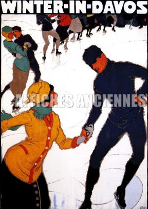 REPRODUCTION AFFICHE ANCIENNE SPORT D HIVER EN SUISSE WINTER IN DAVOS
