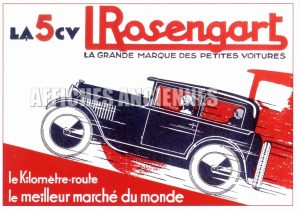 reproduction affiche ancienne voiture rosengart 5cv