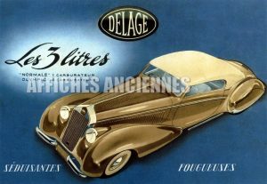 reproduction affiche ancienne auto delage les 3 litres