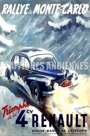 reproduction affiche ancienne rallye monte carlo 4cv renault