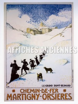 reproduction affiche ancienne chemin de fer martigny orsieres suisse