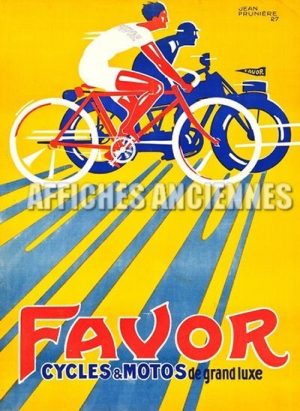 REPRODUCTION AFFICHE ANCIENNE CYCLES MOTO DE GRAND LUXE FAVOR
