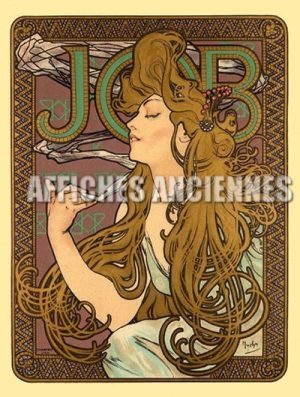 REPRODUCTION AFFICHE ANCIENNE MUCHA PAPIER CIGARETTE JOB ART NOUVEAU 1900