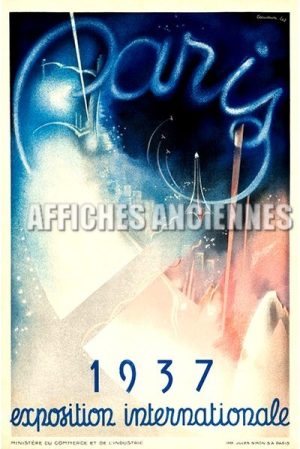 Reproduction affiche ancienne exposition internationale 1937 Paris format 40x60 cm