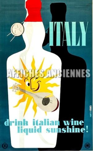 Reproduction affiche ancienne vin Italie Italie drink italian wine format 40x60 cm