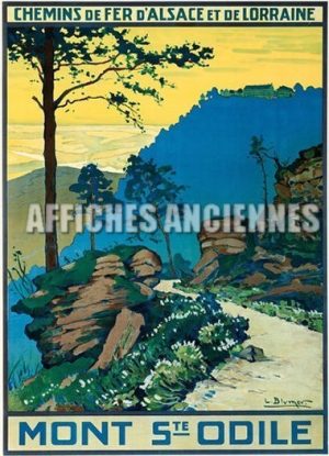 REPRODUCTION AFFICHE ANCIENNE MONT SAINTE ODILE CHEMIN DE FER D'ALSACE ET DE LORRAINE