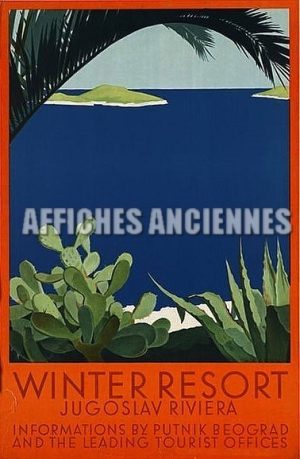 REPRODUCTION AFFICHE ANCIENNE YOUGOSLAVIE BELGRADE RIVIERA YOUGOSLAVE