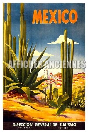 REPRODUCTION AFFICHE ANCIENNE VISITEZ LE MEXIQUE ACAPULCO