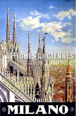 Reproduction affiche ancienne milan italie  milano italia
