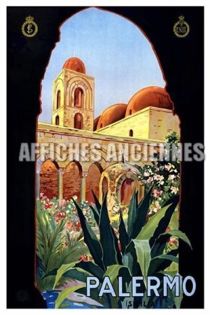 Reproduction affiche ancienne Palerme Palermo Italie Mosquée