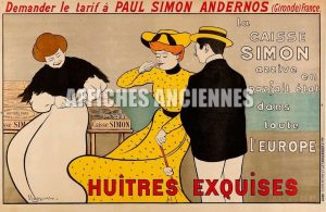 Reproduction d'affiche ancienne huitres exquises Paul Simon Andernos Gironde ostreiculture, ostreiculteurs