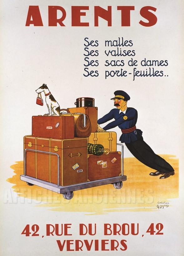 Arents Malles, valises - VINTAGE POSTER BANK - thème Train - reproduction numérique d'affiche ancienne