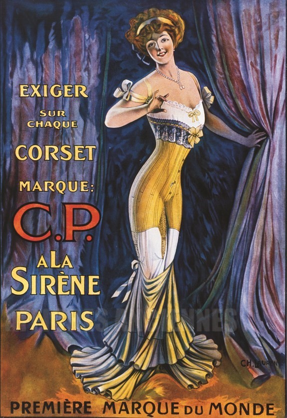 Corset Marque C.P A la Sirène - thème Mode reproduction numérique d'affiche ancienne