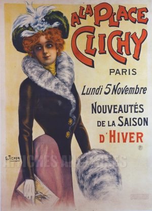 A la Place Clichy Paris - VINTAGE POSTER BANK - thème Mode - reproduction numérique d'affiche ancienne