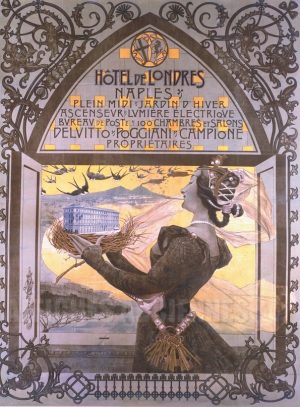 Hotel de Londres Naples Italie - VINTAGE POSTER BANK - thème Architecture - reproduction numérique d'affiche ancienne