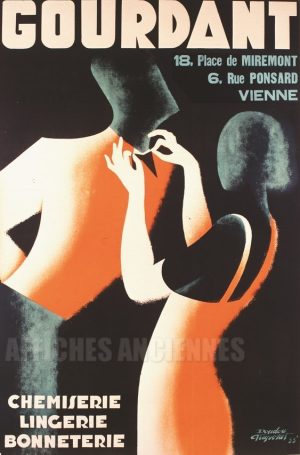 Gourdant Chemiserie Lingerie Bonneterie - VINTAGE POSTER BANK - thème Mode - reproduction numérique d'affiche ancienne