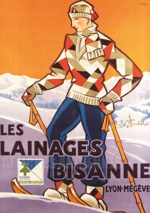 Laines Bisanne Lyon - Mégève - VINTAGE POSTER BANK - thème Mode - reproduction numérique d'affiche ancienne