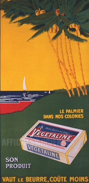 AFFICHE ANCIENNE VEGETALINE  LE PALMIER DANS NOS COLONIES