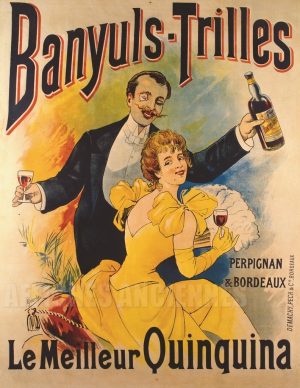 AFFICHE BANYULS TRILLES QUINQUINA VIN APERITIF PERPIGNAN ET BORDEAUX