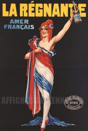 AFFICHE LA REGNANTE AMER FRANCAIS VIN APERITIF
