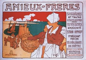 AFFICHE ANCIENNE SARDINES  conserves  AMIEUX- FRERES