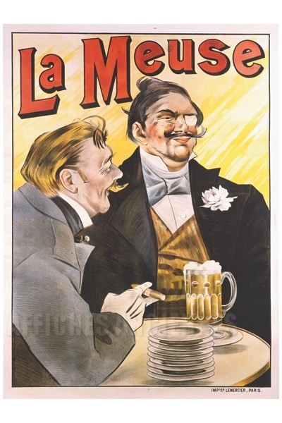 Bière la Meuse - VINTAGE POSTER BANK - thème Boissons - Reproduction numérique d'affiche ancienne