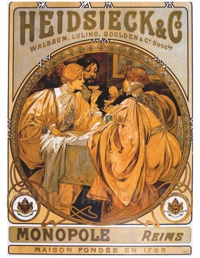 AFFICHE Champagne Heidsieck - - VINTAGE POSTER BANK - thème Boissons - reproduction numérique d'affiche ancienne