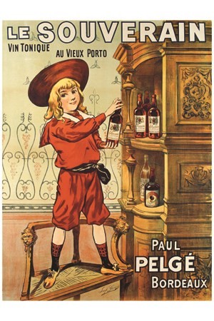 AFFICHE Porto le Souverain Paul Pelgé Bordeaux - VINTAGE POSTER BANK - thème Boissons - Reproduction numérique d'affiche ancienne