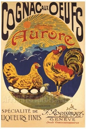 AFFICHE Cognac aux Oeufs Aurore - VINTAGE POSTER BANK - thème Boissons - Reproduction numérique d'affiche ancienne