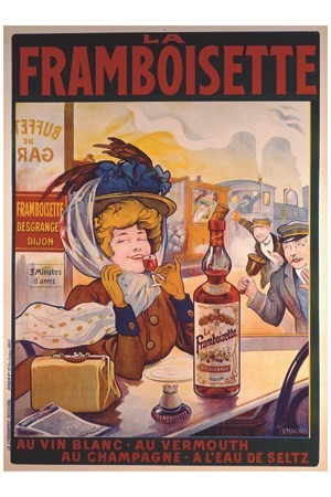 AFFICHE Framboisette Au Vin blanc, au vermouth, au champagne...- VINTAGE POSTER BANK - thème Boissons - Reproduction numérique d'affiche ancienne