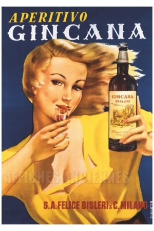 AFFICHE Apéritif Gincana - VINTAGE POSTER BANK - thème Boissons - Reproduction numérique d'affiche ancienne