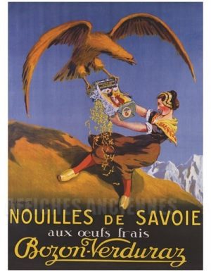 AFFICHE ANCIENNE Nouilles de Savoie aux oeufs frais - VINTAGE POSTER BANK - thème alimentation - Reproduction numérique d'affiche ancienne.