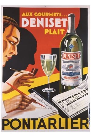 Deniset Pontarlier - VINTAGE POSTER BANK - thème Boissons - Reproduction numérique d'affiche ancienne