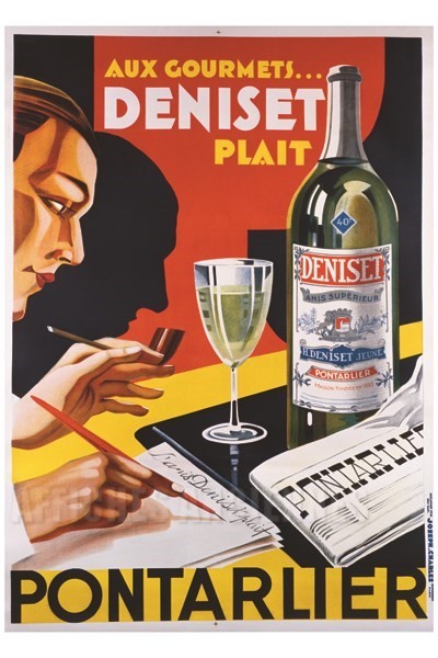 Deniset Pontarlier - VINTAGE POSTER BANK - thème Boissons - Reproduction numérique d'affiche ancienne