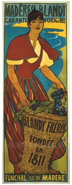 AFFICHE Blandy Ile de Madère- VINTAGE POSTER BANK - thème Boissons - reproduction numérique d'affiche ancienne