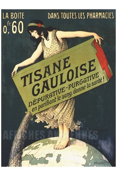 Tisane Gauloise dans toutes les pharmacies - VINTAGE POSTER BANK - thème Boissons - Reproduction numérique d'affiche ancienne
