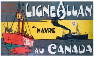 AFFICHE Ligne Allan du Havre au Canada - VINTAGE POSTER BANK - thème Mer, Bateaux, Paquebots - Reproduction numérique d'affiche ancienne