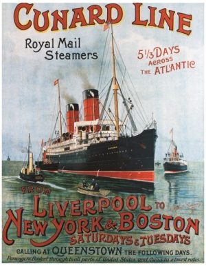 AFFICHE Cunard line Royal Mail Steamer - VINTAGE POSTER BANK - thème Mer, Bateaux, Paquebots - reproduction numérique d'affiche ancienne